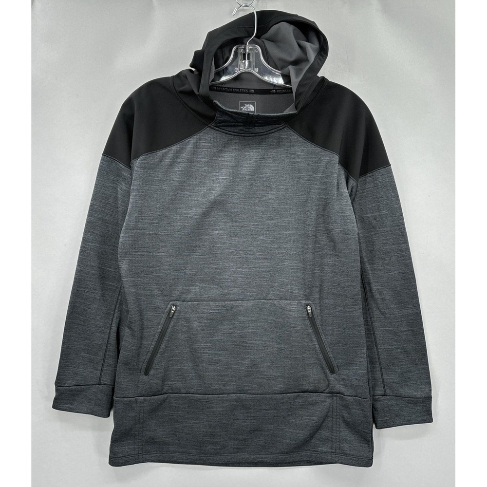 North Face Hoodie Womens XL Gray Black Pullover Fleece Lined Anorak Outdoor Warm